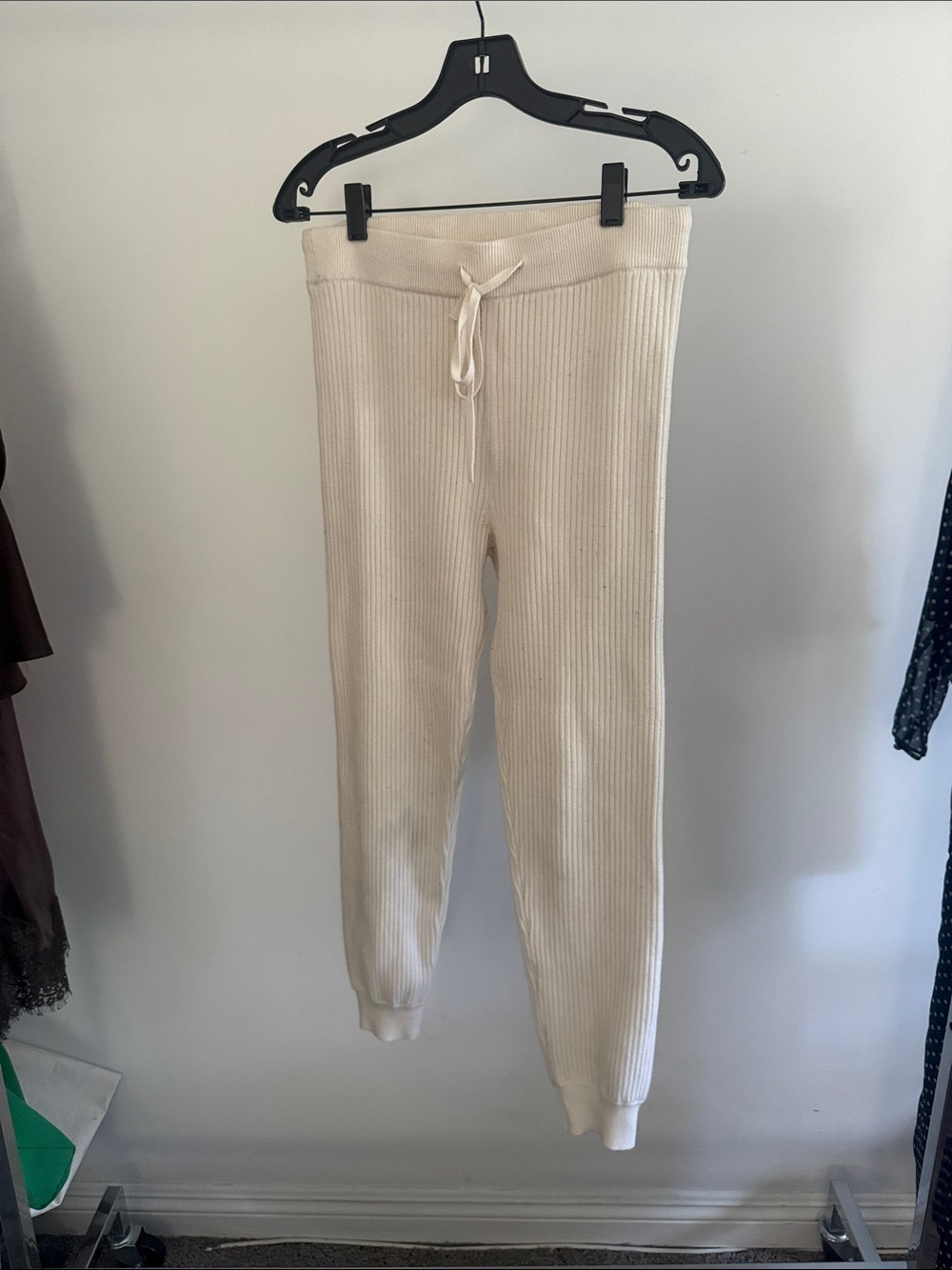 LPA Cream Ribbed Drawstring Joggers